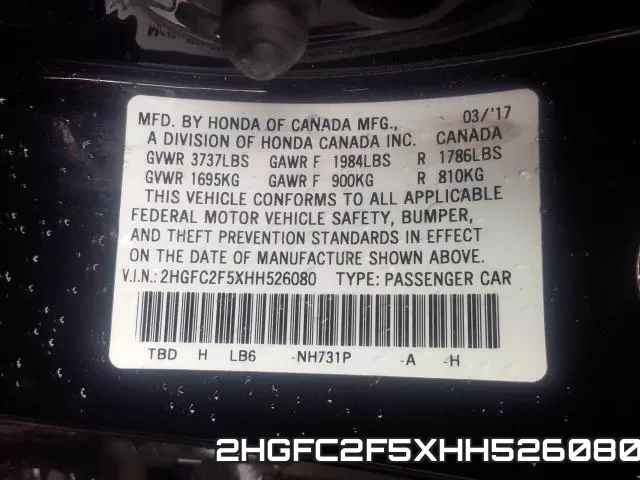 2HGFC2F5XHH526080