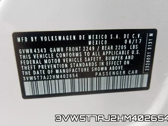 3VW5T7AJ2HM402654