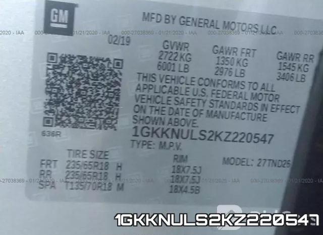 1GKKNULS2KZ220547