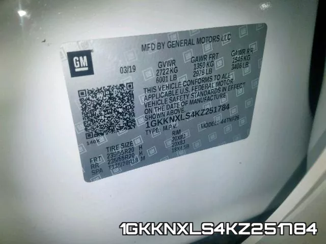 1GKKNXLS4KZ251784