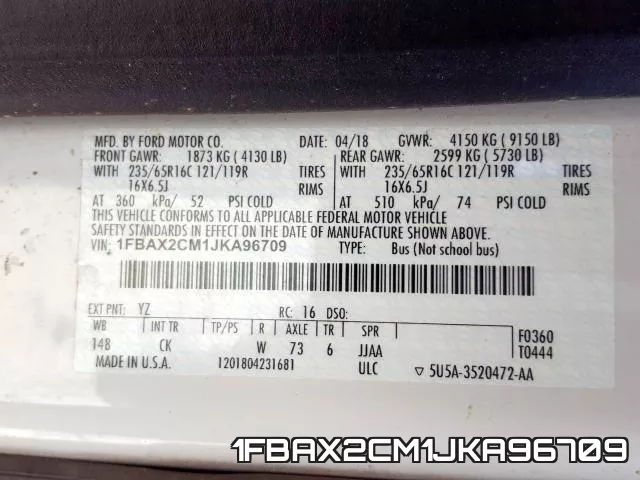 1FBAX2CM1JKA96709