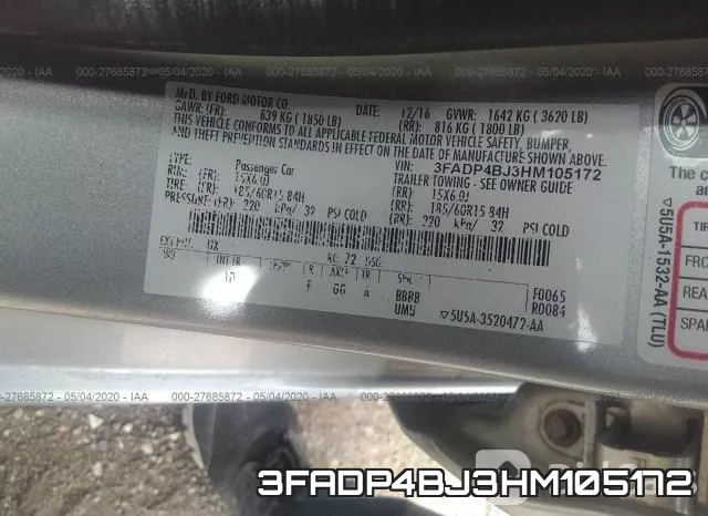 3FADP4BJ3HM105172
