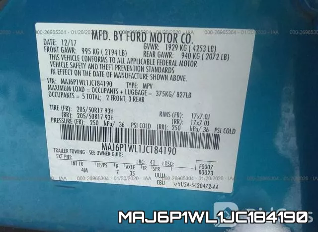 MAJ6P1WL1JC184190