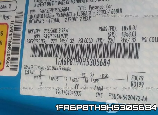 1FA6P8TH9H5305684