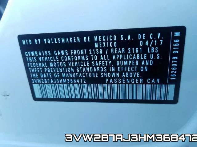 3VW2B7AJ3HM368472