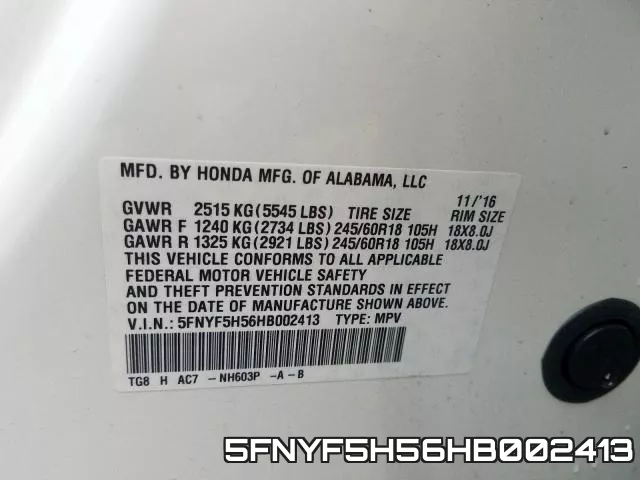 5FNYF5H56HB002413