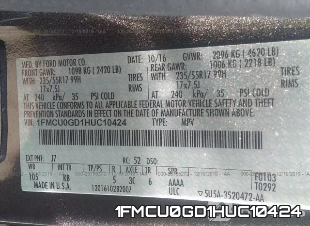 1FMCU0GD1HUC10424