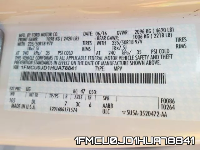 1FMCU0JD1HUA78841