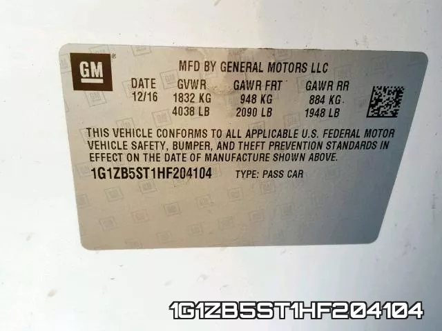 1G1ZB5ST1HF204104
