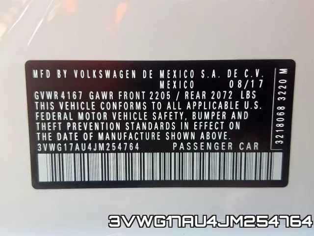 3VWG17AU4JM254764