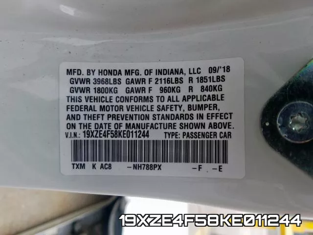 19XZE4F58KE011244