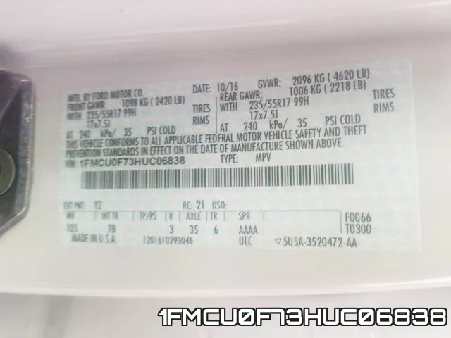 1FMCU0F73HUC06838