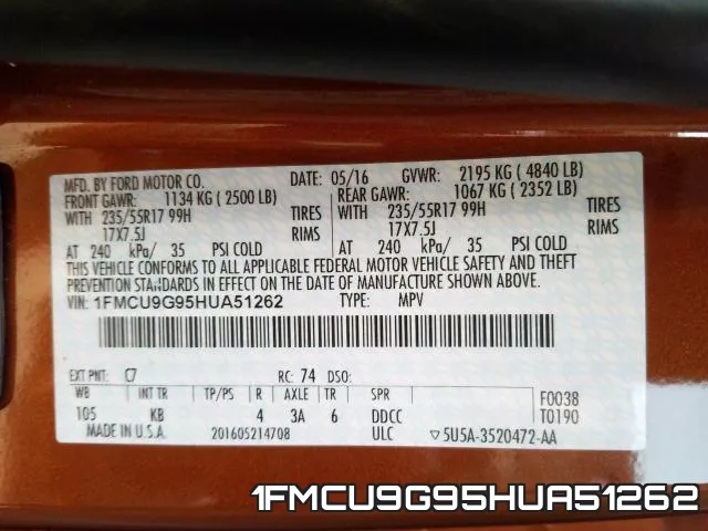 1FMCU9G95HUA51262