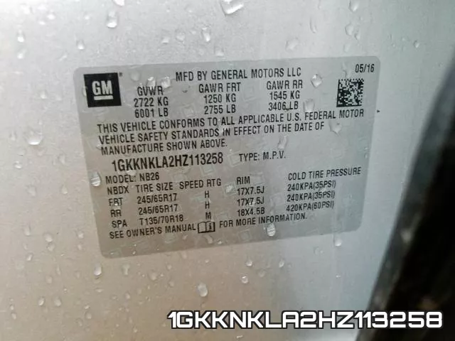 1GKKNKLA2HZ113258