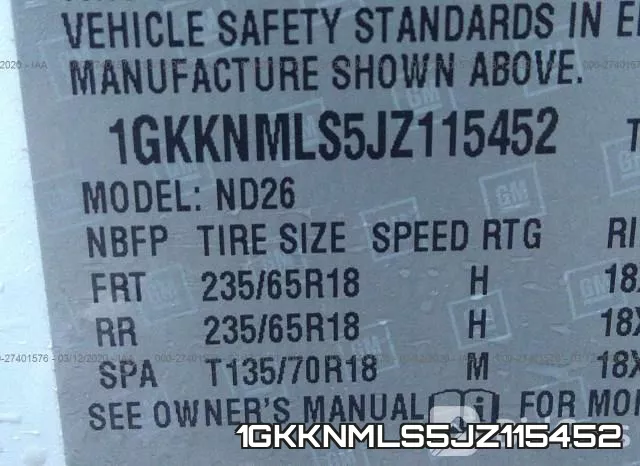 1GKKNMLS5JZ115452