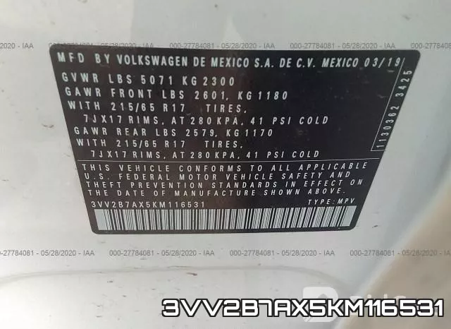 3VV2B7AX5KM116531