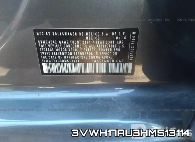 3VWH17AU3HM513114