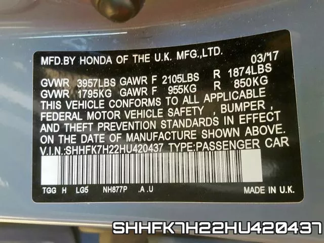 SHHFK7H22HU420437