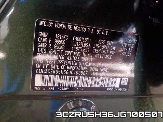 3CZRU5H36JG700507