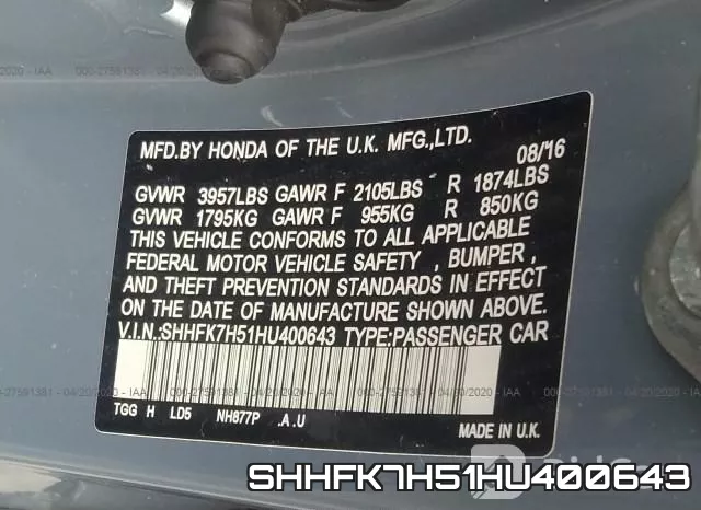 SHHFK7H51HU400643