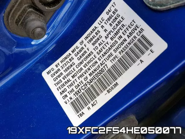 19XFC2F54HE050077