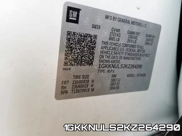 1GKKNULS2KZ264290