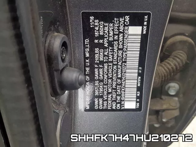 SHHFK7H47HU210272