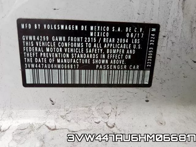 3VW447AU6HM066817