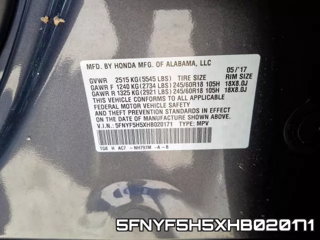5FNYF5H5XHB020171