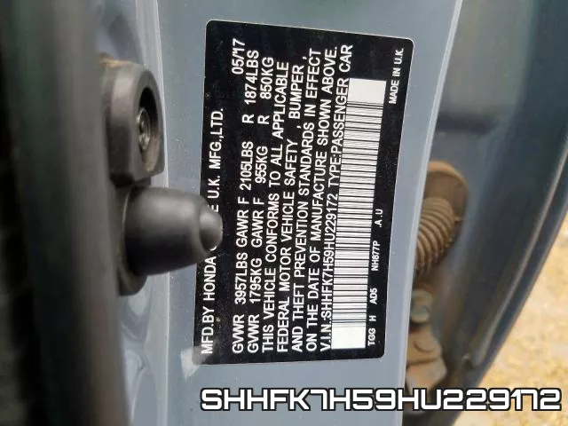 SHHFK7H59HU229172