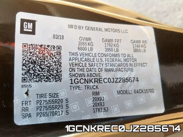 1GCNKREC0JZ285674
