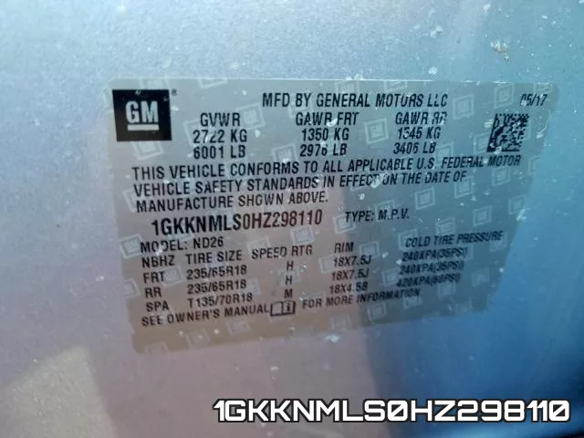 1GKKNMLS0HZ298110