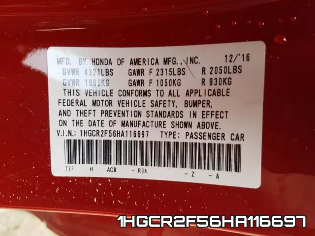 1HGCR2F56HA116697