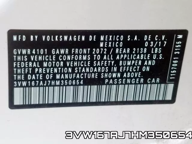 3VW167AJ7HM350654