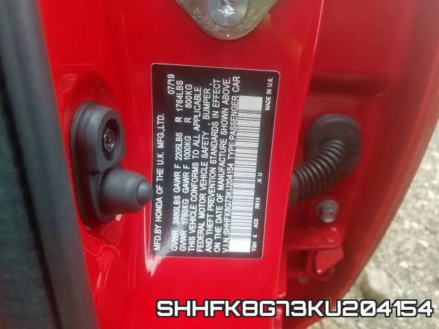 SHHFK8G73KU204154