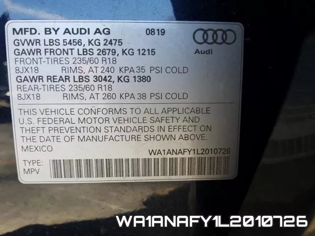 WA1ANAFY1L2010726