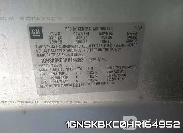 1GNSKBKC0HR164952