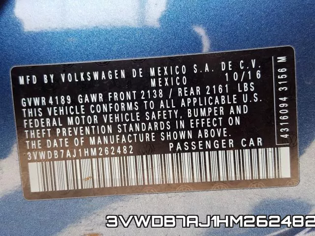 3VWDB7AJ1HM262482