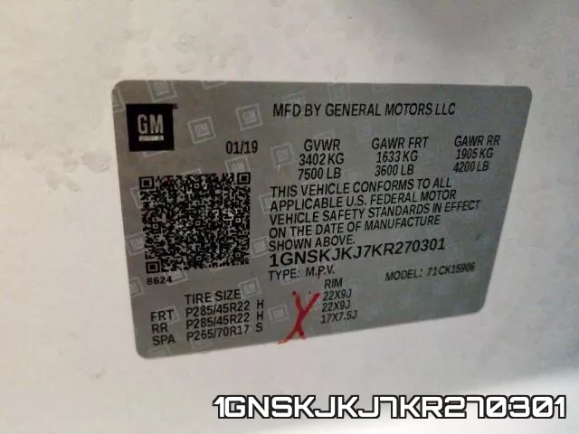 1GNSKJKJ7KR270301