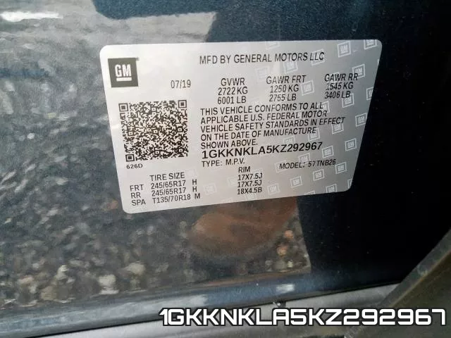 1GKKNKLA5KZ292967