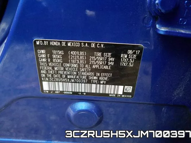 3CZRU5H5XJM700397