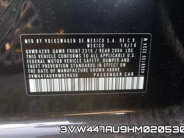 3VW447AU9HM020530