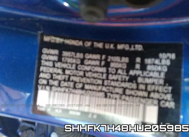 SHHFK7H48HU205985