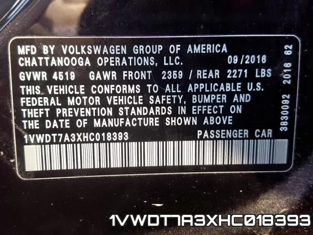 1VWDT7A3XHC018393