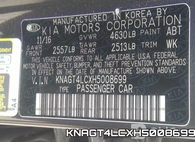 KNAGT4LCXH5008699