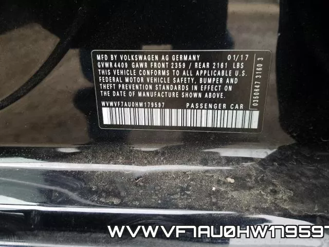 WVWVF7AU0HW179597