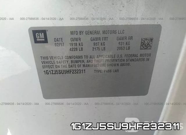 1G1ZJ5SU9HF232311