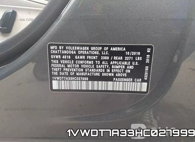 1VWDT7A33HC027999