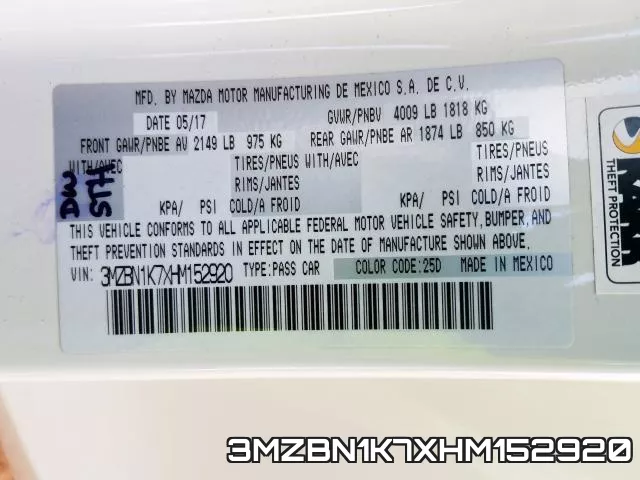 3MZBN1K7XHM152920
