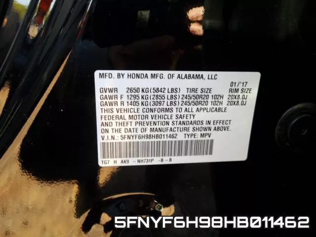 5FNYF6H98HB011462
